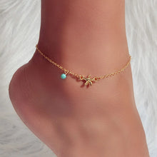 Load image into Gallery viewer, Starfish Anklet with a Turquoise Bead - Tinyminymo 
