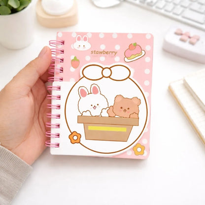 Pink Color of Cute Bunny and Bear Mini Diary - Tinyminymo