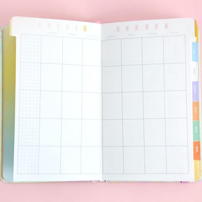 Planner with Grid and Color Coded Tabs - Tinyminymo