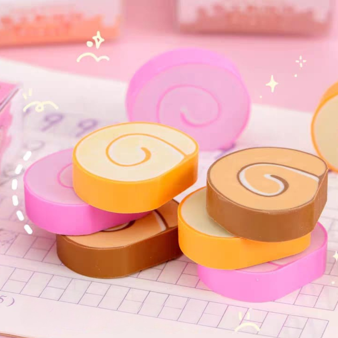 Swiss Roll Erasers are Stacked One Above the Other -  Tinyminymo