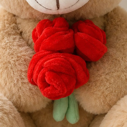 Teddy Bear with Red Rose Plushie - Tinyminymo