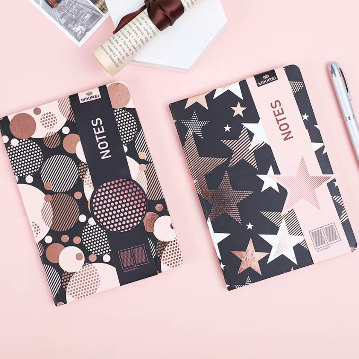 Two Holographic Notebooks in Circle and Star Prints - Tinyminymo