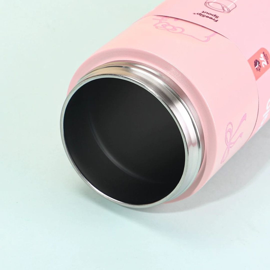 Close-up of Pink Hello Kitty Water Bottle - Tinyminymo