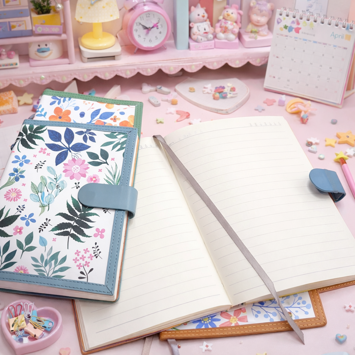 Open Pages of Tropical Print Notebook - Tinyminymo