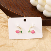 Pair of Pink Tulip Earrings - Tinyminymo