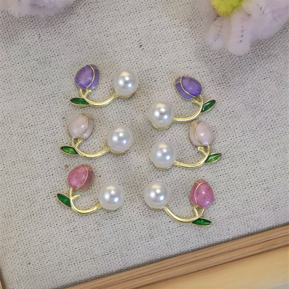 Three Variants of Tulip Pearl Earrings - Tinyminymo
