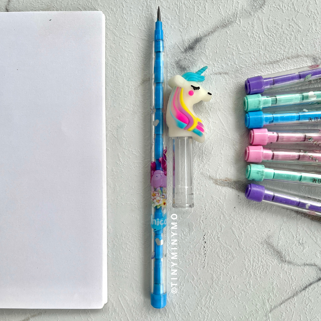 Unicorn Stackable Pencil | Adorable Stationery Gift for Kids & School Use