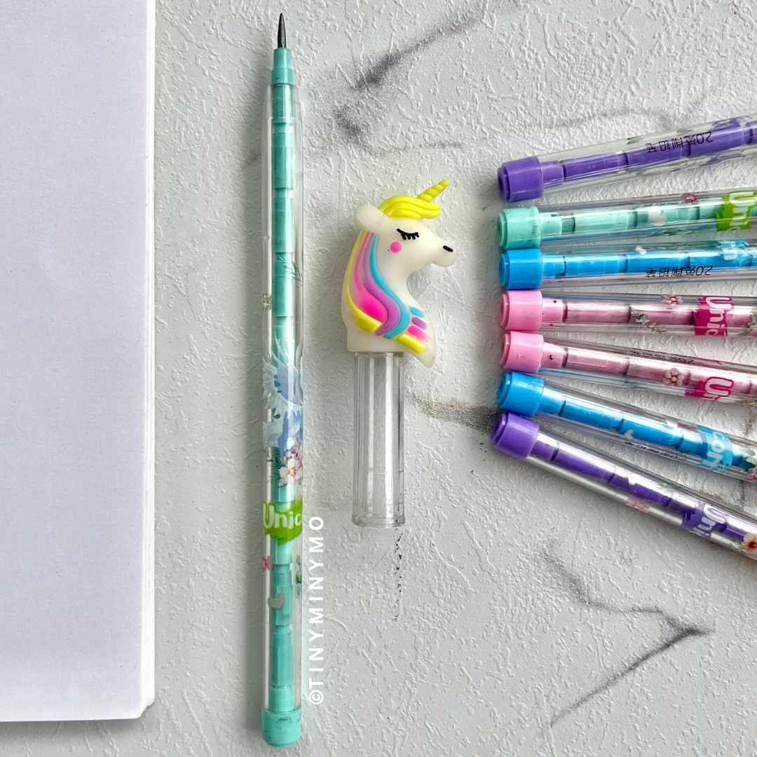 Unicorn Stackable Pencil | Adorable Stationery Gift for Kids & School Use