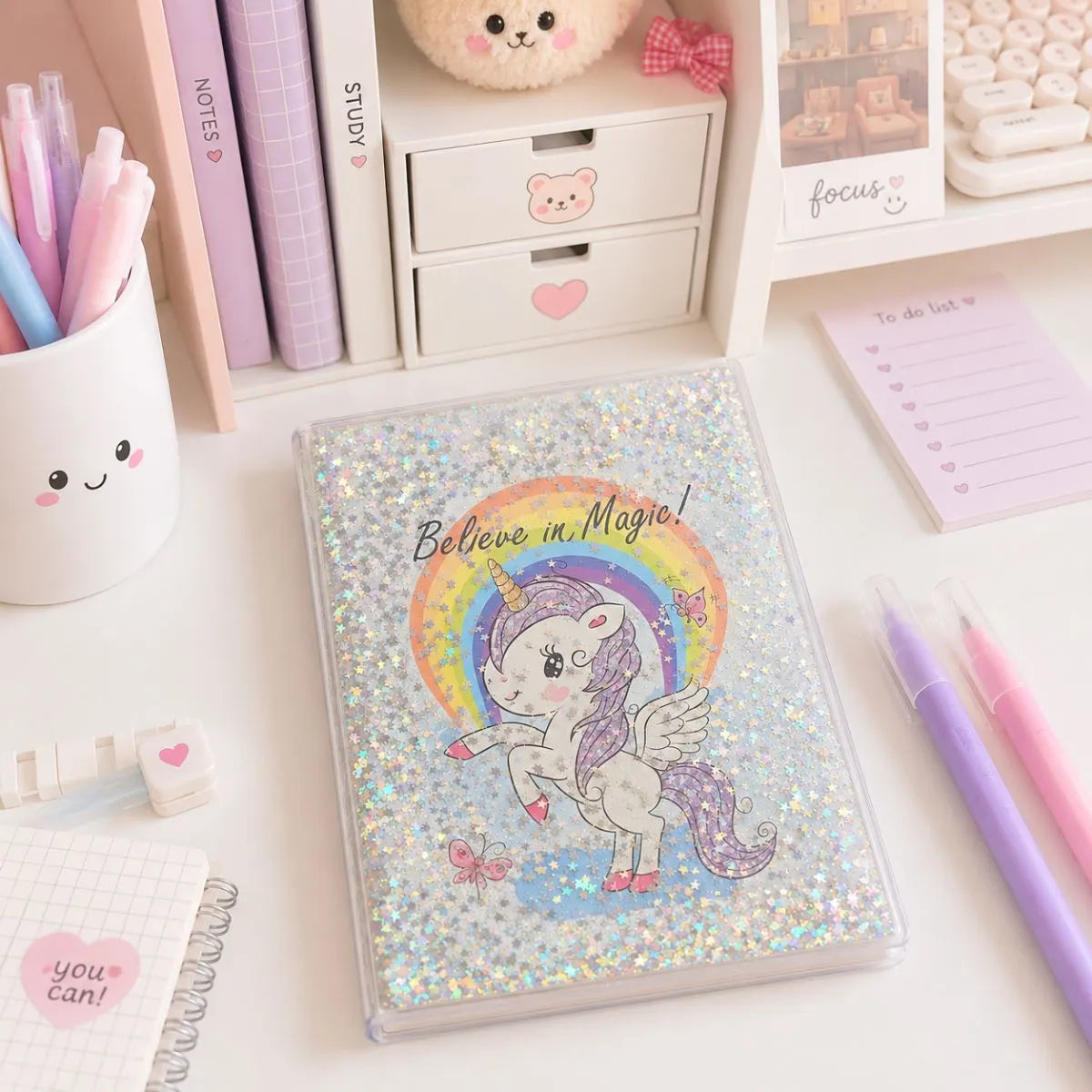 Glittery Notebook with Unicorn Design - Tinyminymo 