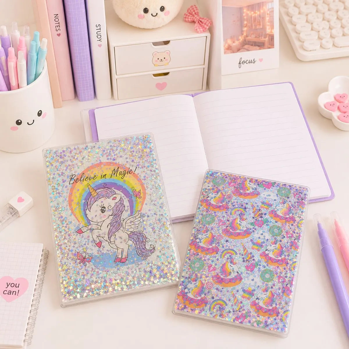 Two Glitter Unicorn Notebooks - Tinyminymo 