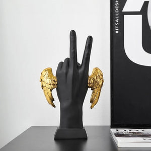Victory Hand Sign with Golden Wings Showpiece - Tinyminymo