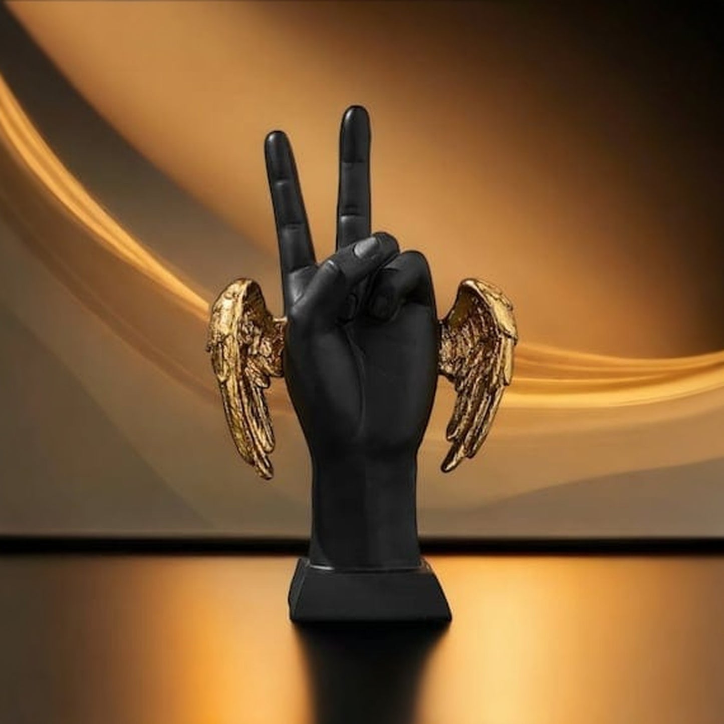 Victory Hand Sign with Golden Wings Showpiece - Tinyminymo