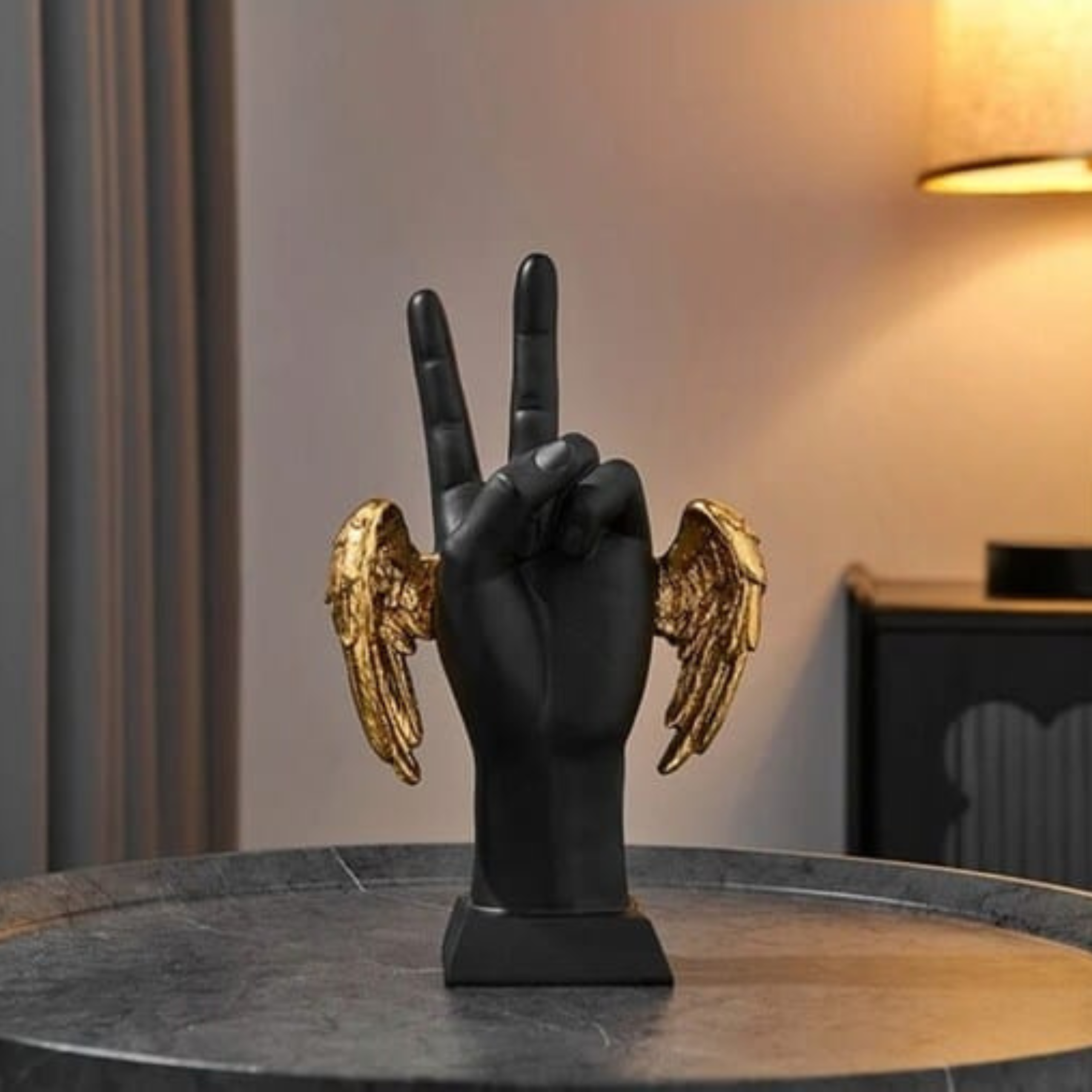 Victory Hand Sign with Golden Wings Showpiece - Tinyminymo
