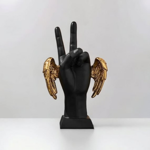 Victory Hand Sign with Golden Wings Showpiece - Tinyminymo