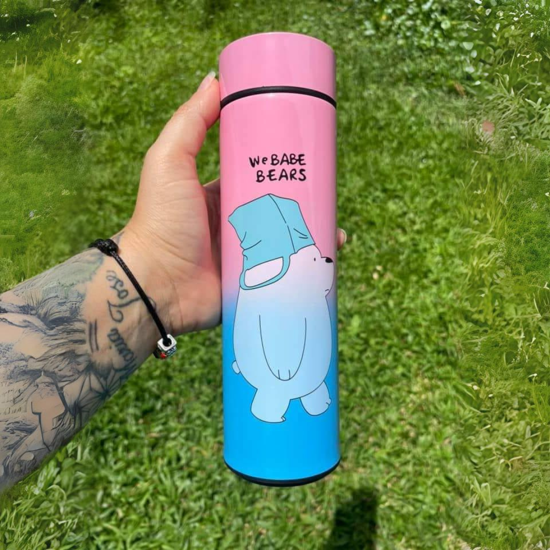 We Bare Bear LED Temperature Display Bottle - Tinyminymo