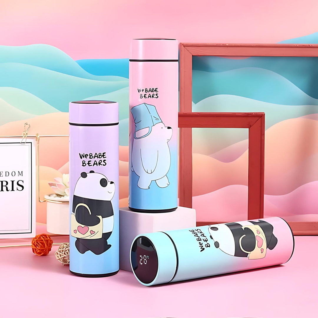 We Bare Bear LED Temperature Display Bottle - Tinyminymo