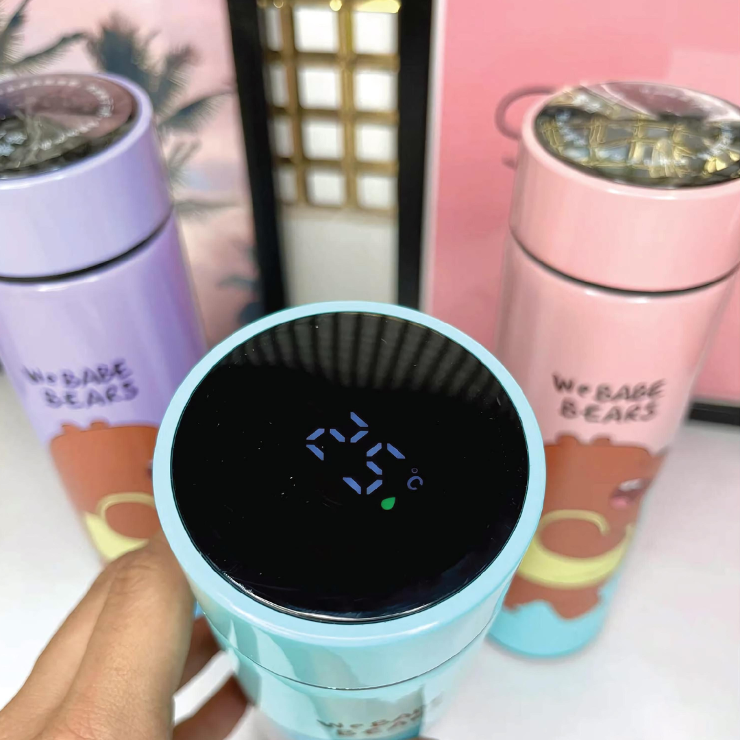 We Bare Bear LED Temperature Display Bottle - Tinyminymo