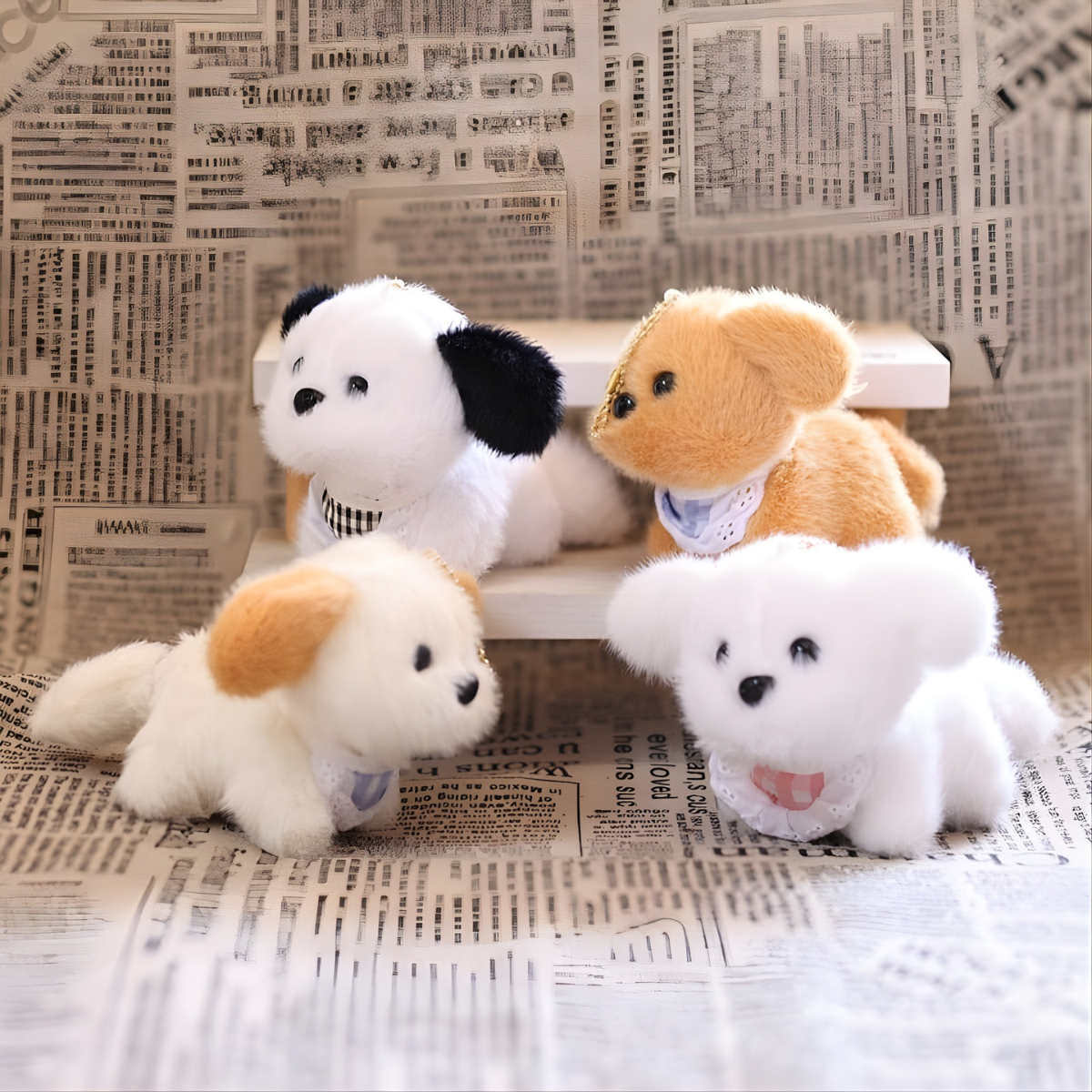Four Color of Wiggling Tail Plush Dog Keychain - Tinyminymo 