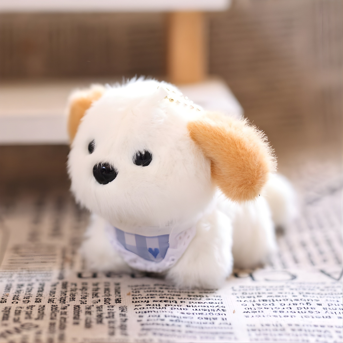 White with Beige Ears Plush Dog Keychain - Tinyminymo