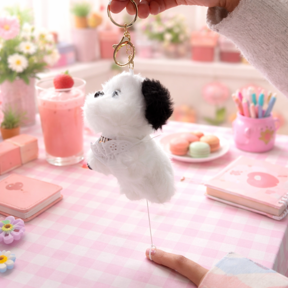 Dog Plush Keychain Pull to Wiggle Tail - Tinyminymo