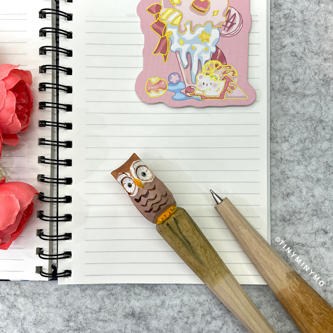 Brown Owl Design of Wooden Pen - Tinyminymo