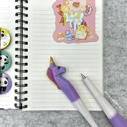 Purple Unicorn Design in Wooden Pen - Tinyminymo