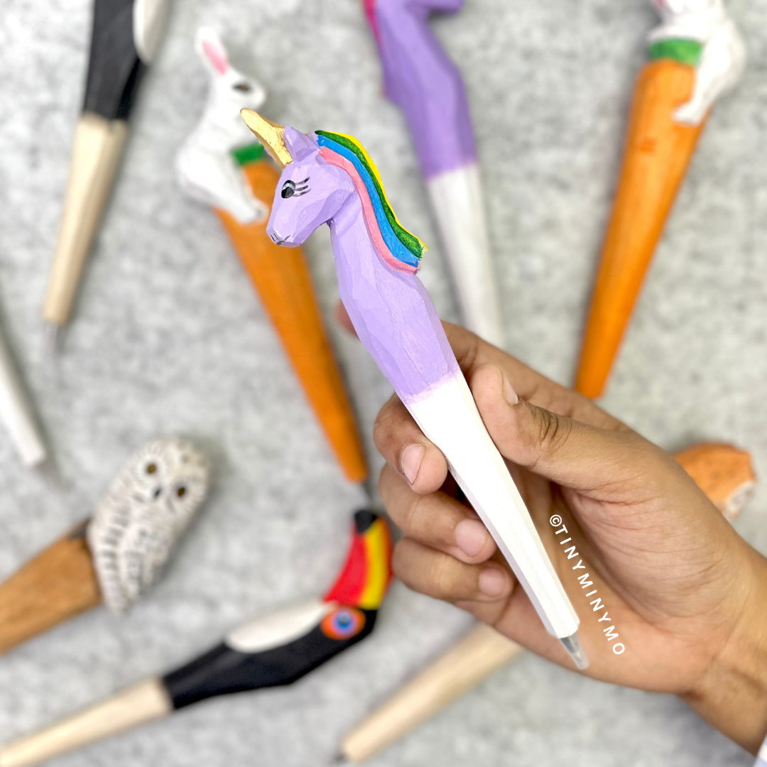 Wooden Pen with Unicorn Design - Tinyminymo