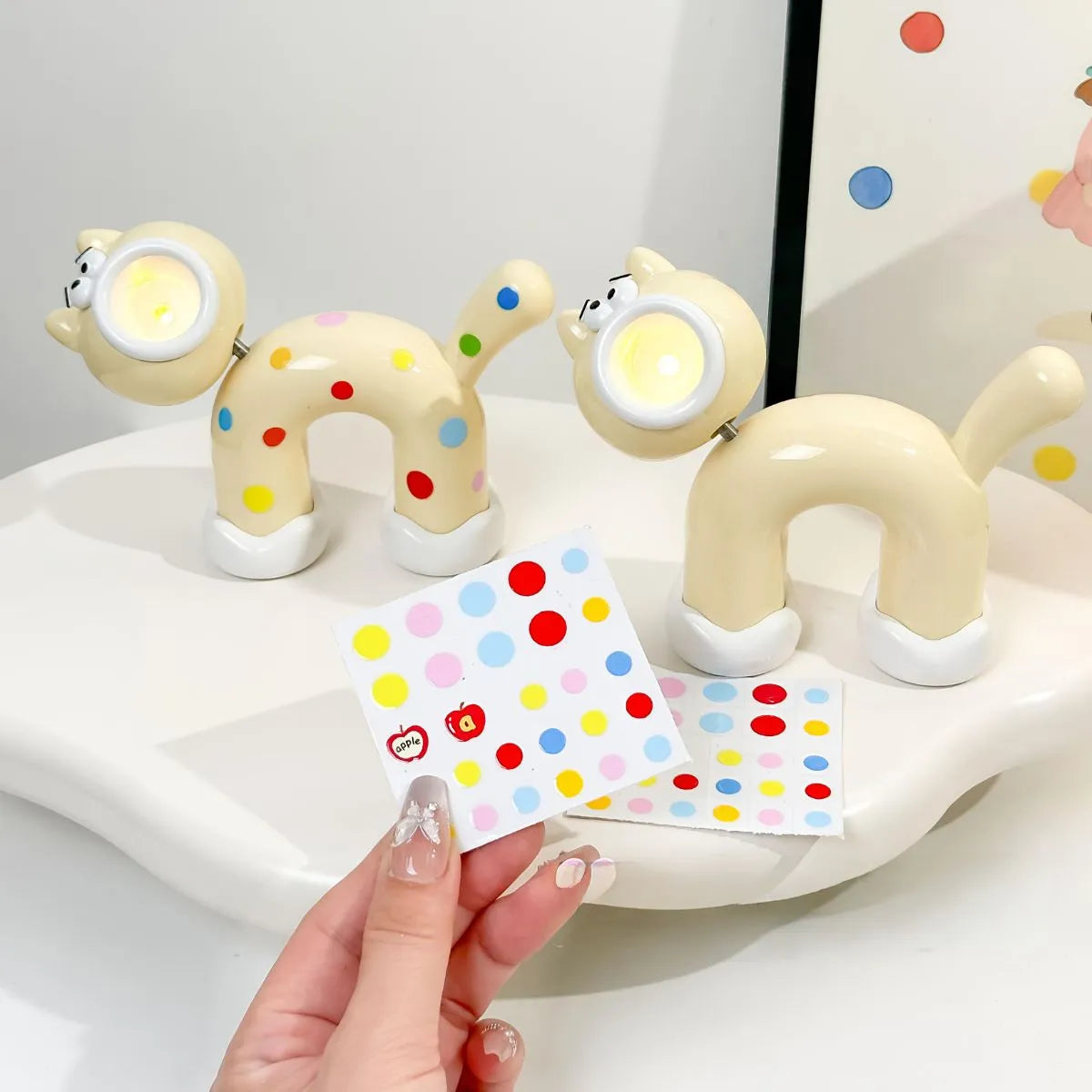 Yellow Kitty Desk Lamp with Stickers - Tinyminymo