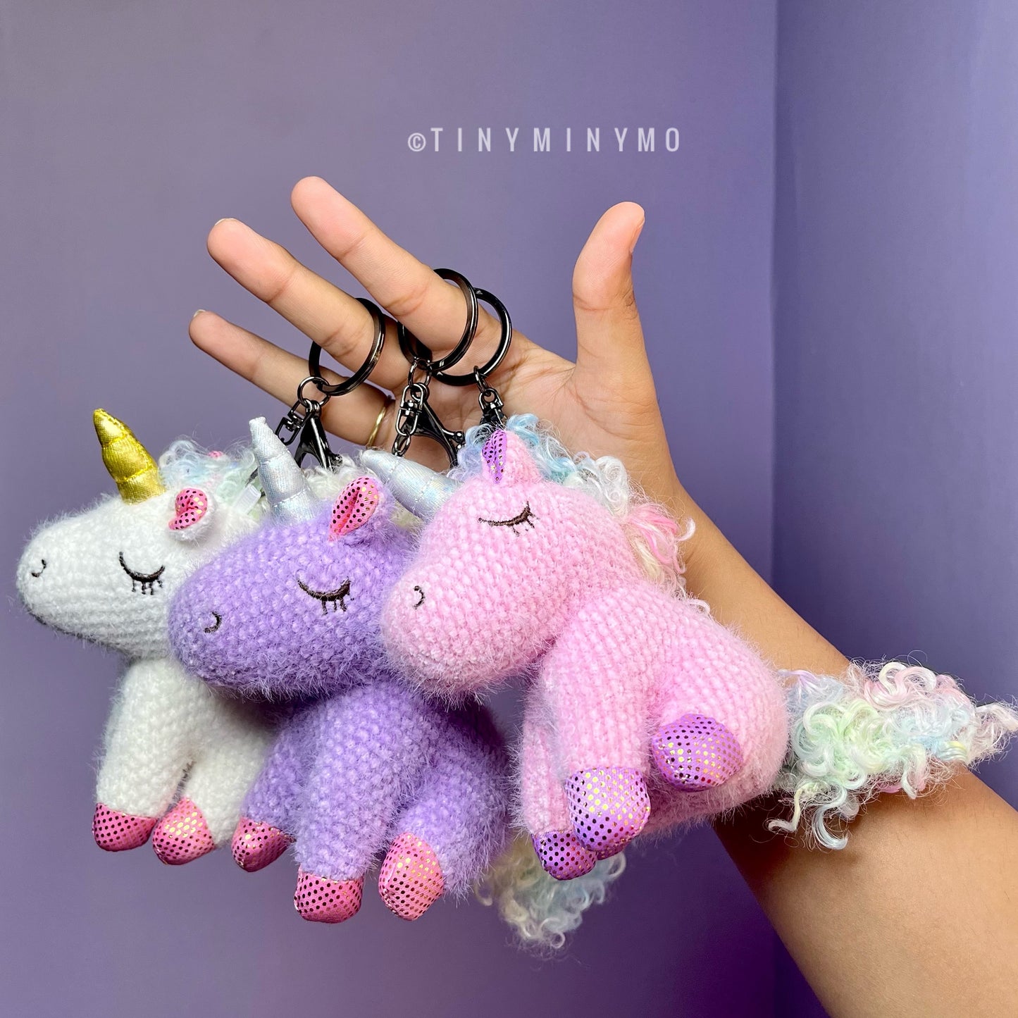 Plush Unicorn 3D Keychain - Tinyminymo