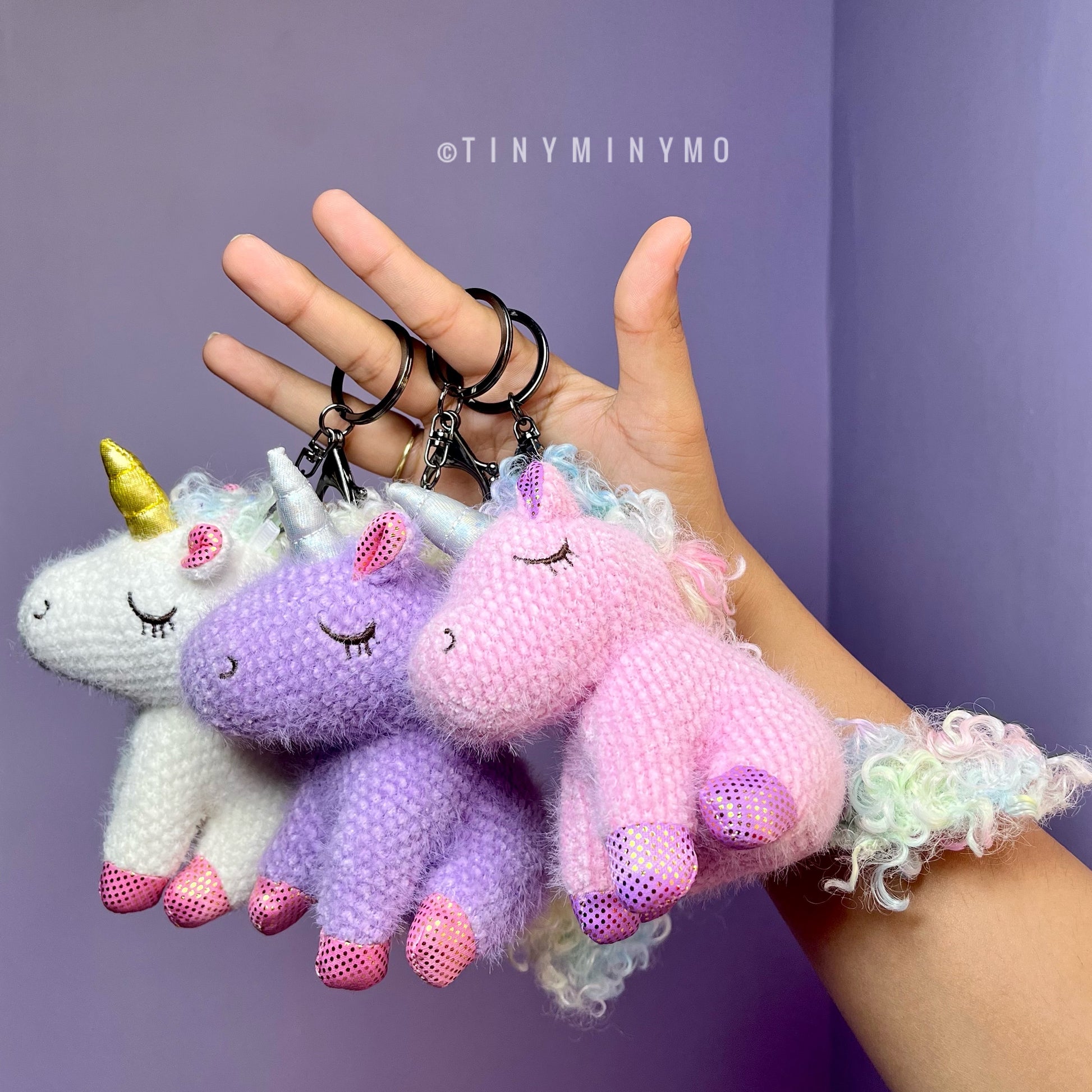 Plush Unicorn 3D Keychain - Tinyminymo