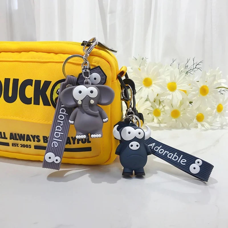 Adorable Elephant and Bull 3D Keychain - Tinyminymo
