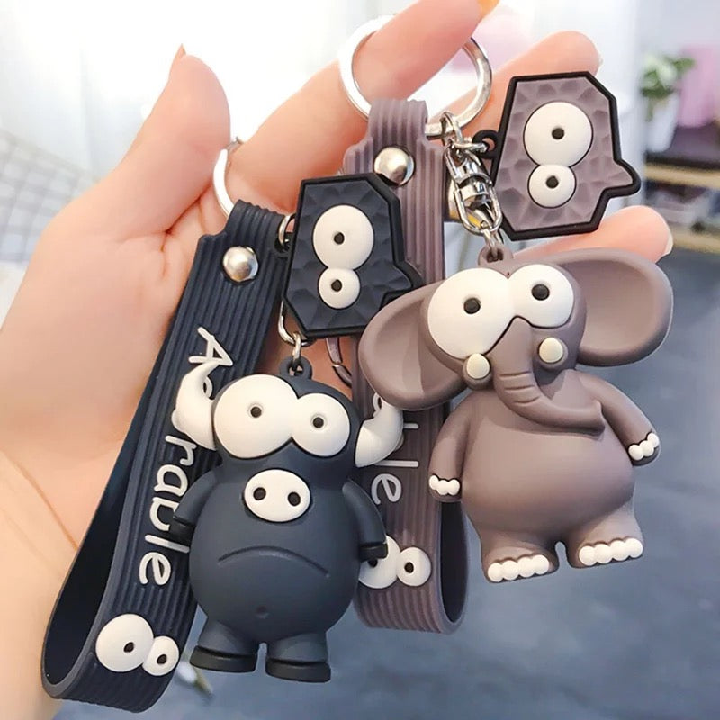 Adorable Elephant and Bull 3D Keychain - Tinyminymo