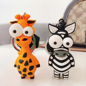 Adorable Giraffe and Zebra 3D Keychain - Tinyminymo