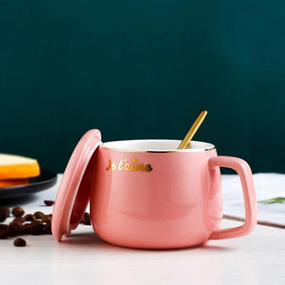 I Love You Mug With Warmer, Lid And Spoon