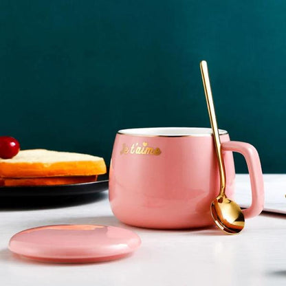 I Love You Mug With Warmer, Lid And Spoon