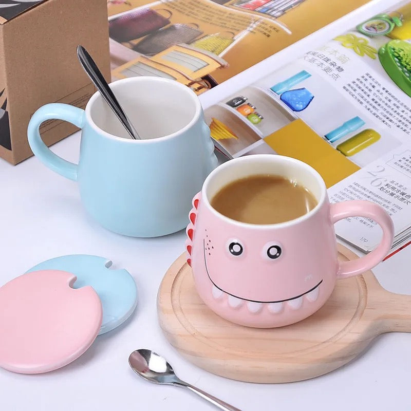 Big Teeth Dino Mug with Lid and Spoon - Tinyminymo