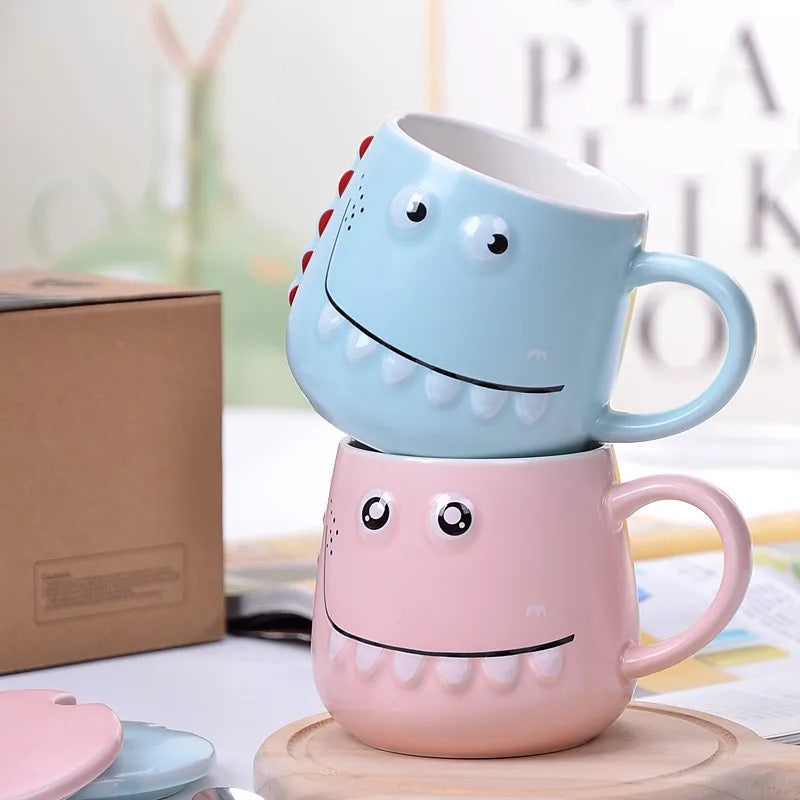 Big Teeth Dino Mug with Lid and Spoon - Tinyminymo