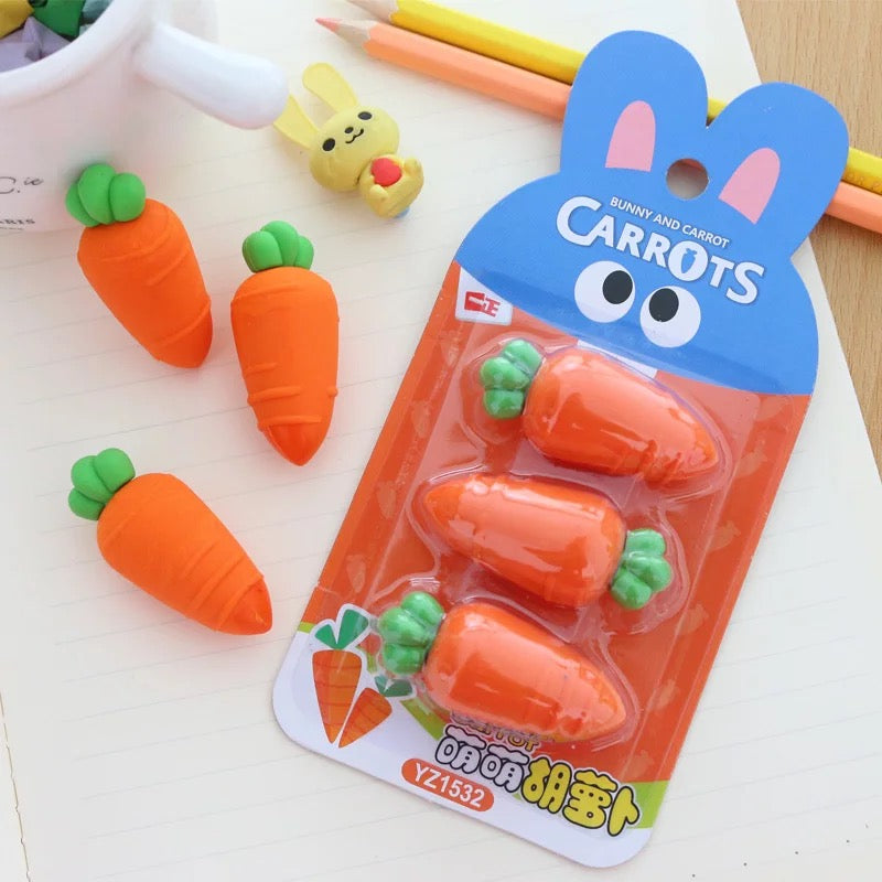 Carrot Erasers - Set of 3 - Tinyminymo