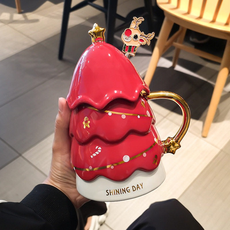Christmas Tree Mug with Lid and Spoon - Tinyminymo