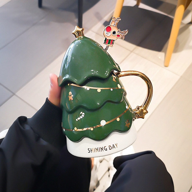 Christmas Tree Mug with Lid and Spoon - Tinyminymo