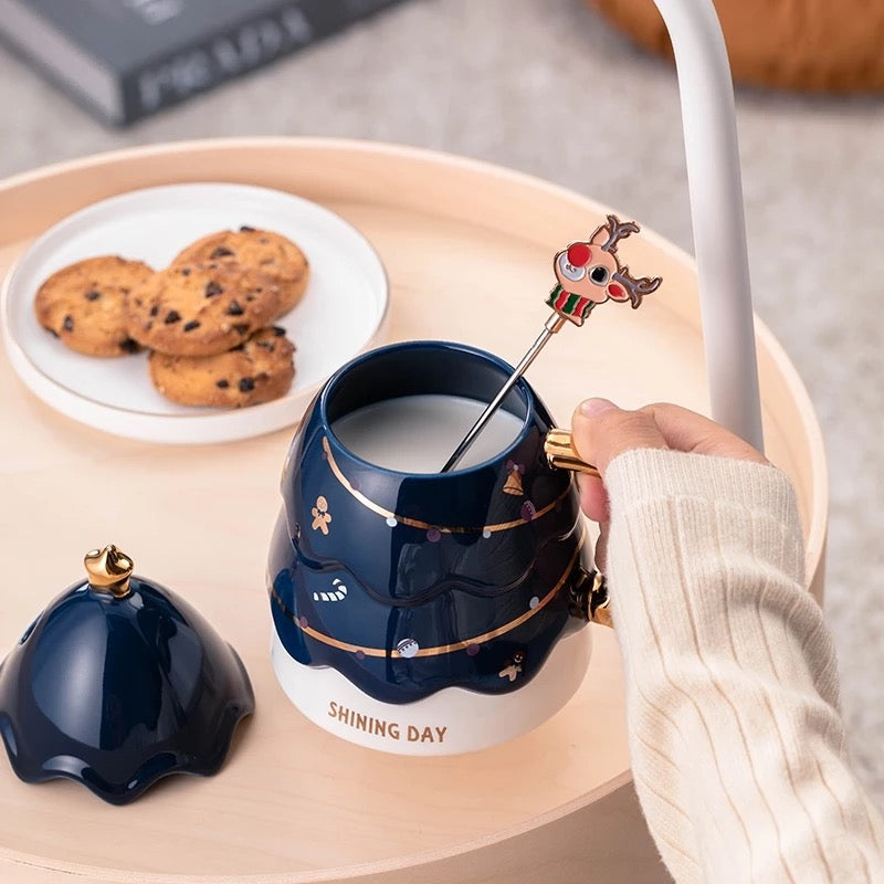 Christmas Tree Mug with Lid and Spoon - Tinyminymo