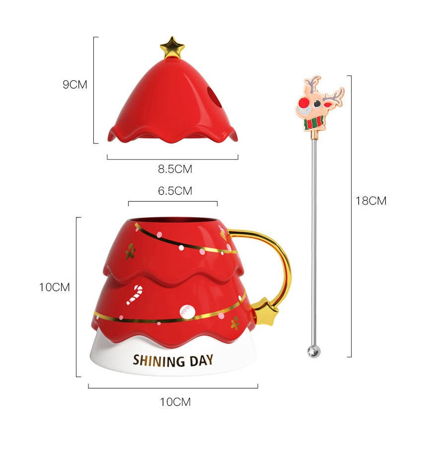 Christmas Tree Mug with Lid and Spoon - Tinyminymo