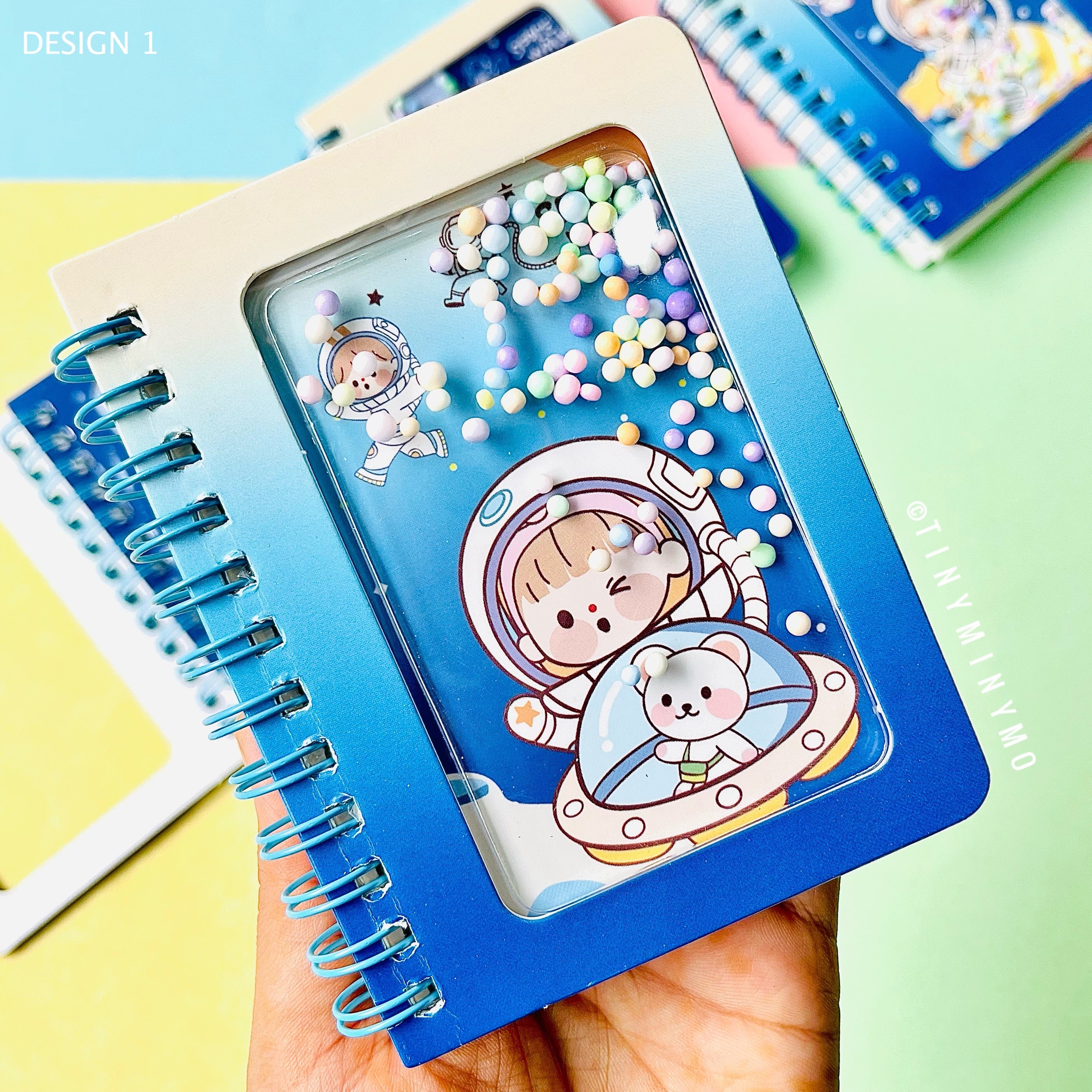 Confetti Filled Astronaut Mini Spiral Diary - Tinyminymo