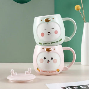 Cute Animal Ceramic Mug with Phone Stand - Tinyminymo
