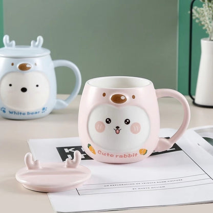 Cute Animal Ceramic Mug with Phone Stand - Tinyminymo