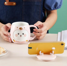 Load image into Gallery viewer, Cute Animal Ceramic Mug with Phone Stand - Tinyminymo
