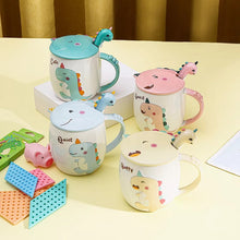 Load image into Gallery viewer, Cute Dino Mug with Lid and Spoon - Tinyminymo

