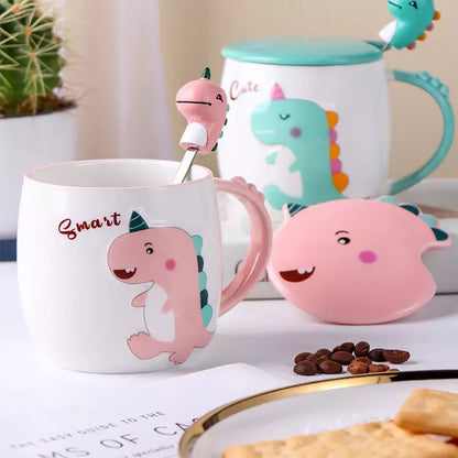 Cute Dino Mug with Lid and Spoon - Tinyminymo