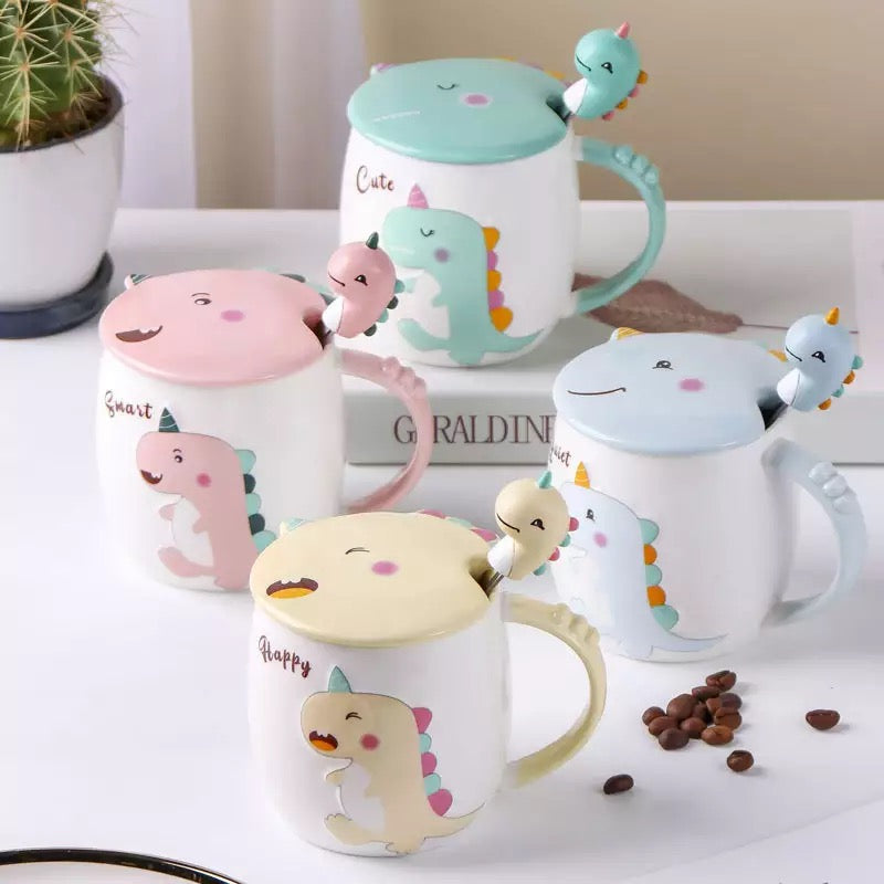 Cute Dino Mug with Lid and Spoon - Tinyminymo