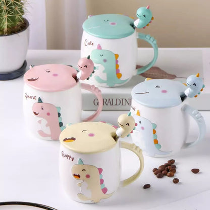 Cute Dino Mug with Lid and Spoon - Tinyminymo